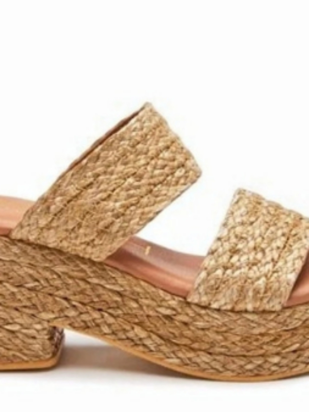 BEACH by Matisse Gem Platform Slide Sandal Raffia Platform Wedge Women's Size 7 - Picture 2 of 10